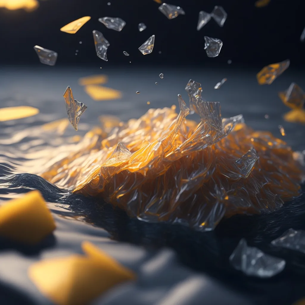An AI-generated interpretation of microplastics in water.